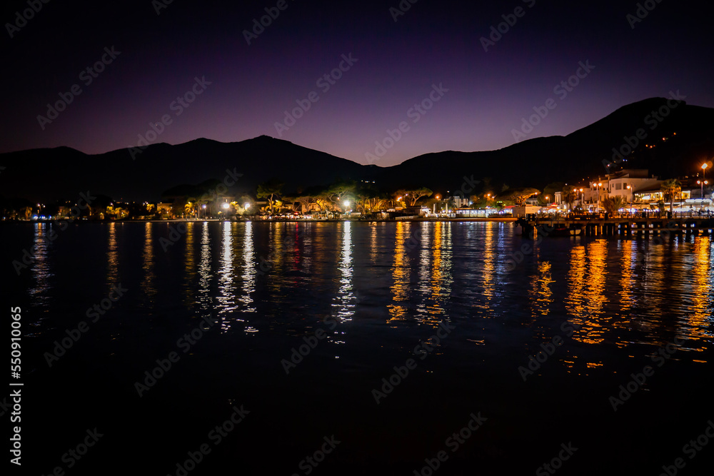 Night view of lake como country Sicily