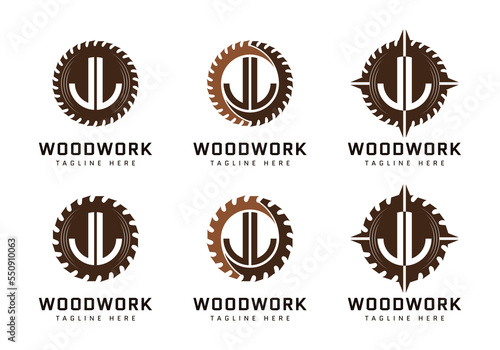 Monogram L Letter in sawmill. Perfect for woodworker, industrial and construction logos