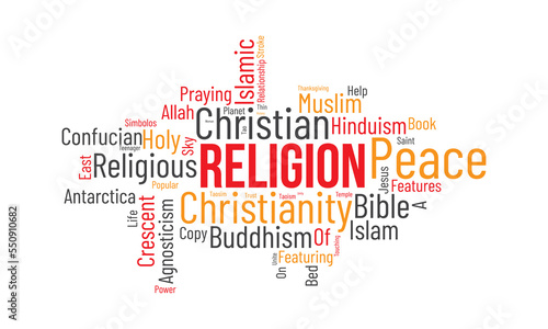 Religion word cloud background. Religious awareness Vector illustration design concept.