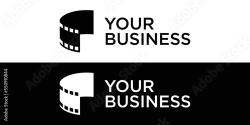 Elegant letter C logo for strip film vector illustration