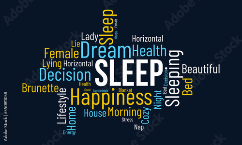 Sleep word cloud background. Health awareness Vector illustration design concept.
