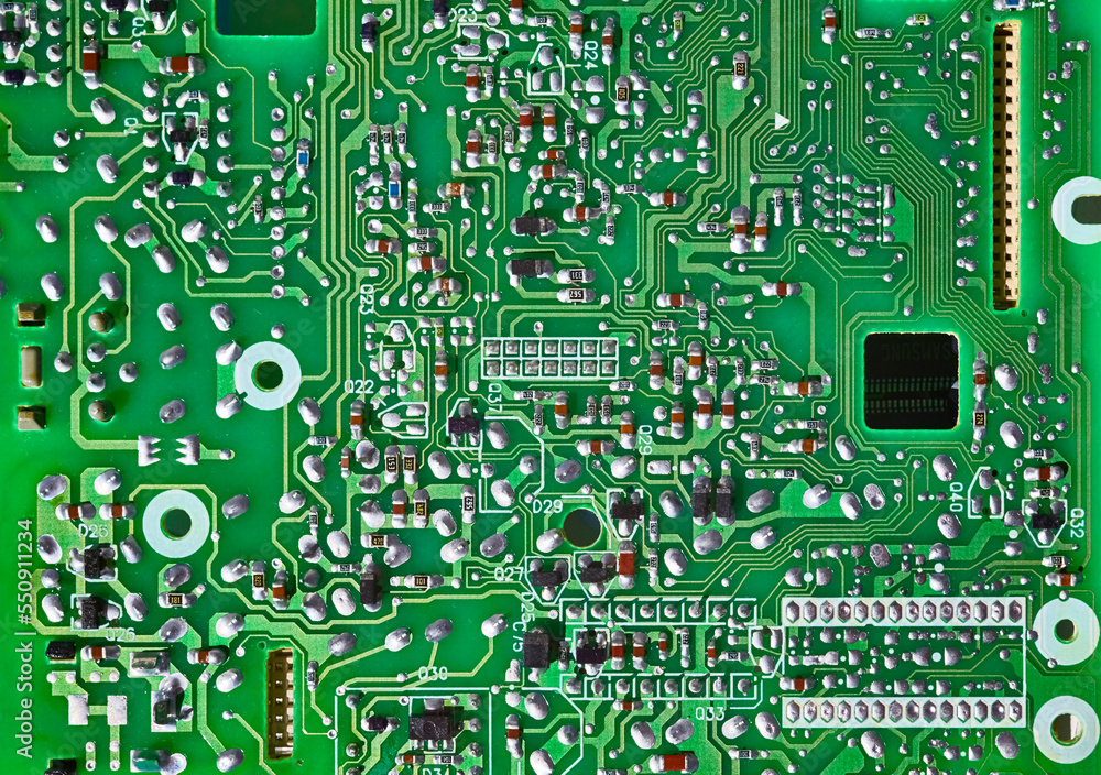 Close-up of a computer board, (manufacturer's names and logos have been and removed) Close-up of a computer board, (manufacturer's names and logos have been and removed)