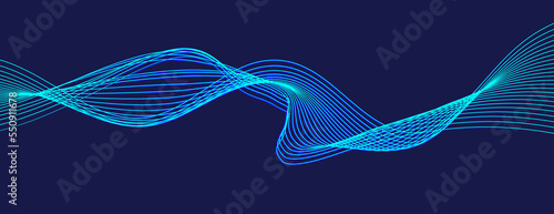 frequency blue light futuristic energy stream wave form sound outline dynamic effect long banner