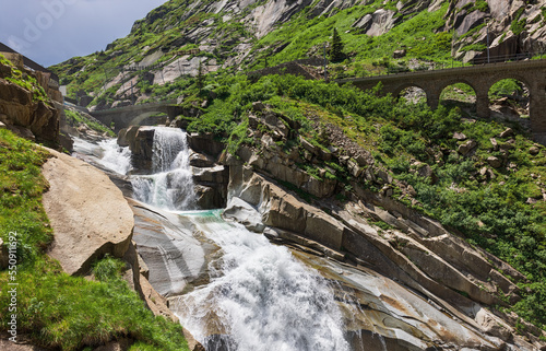 Devil's bridge on the Swiss alps photo