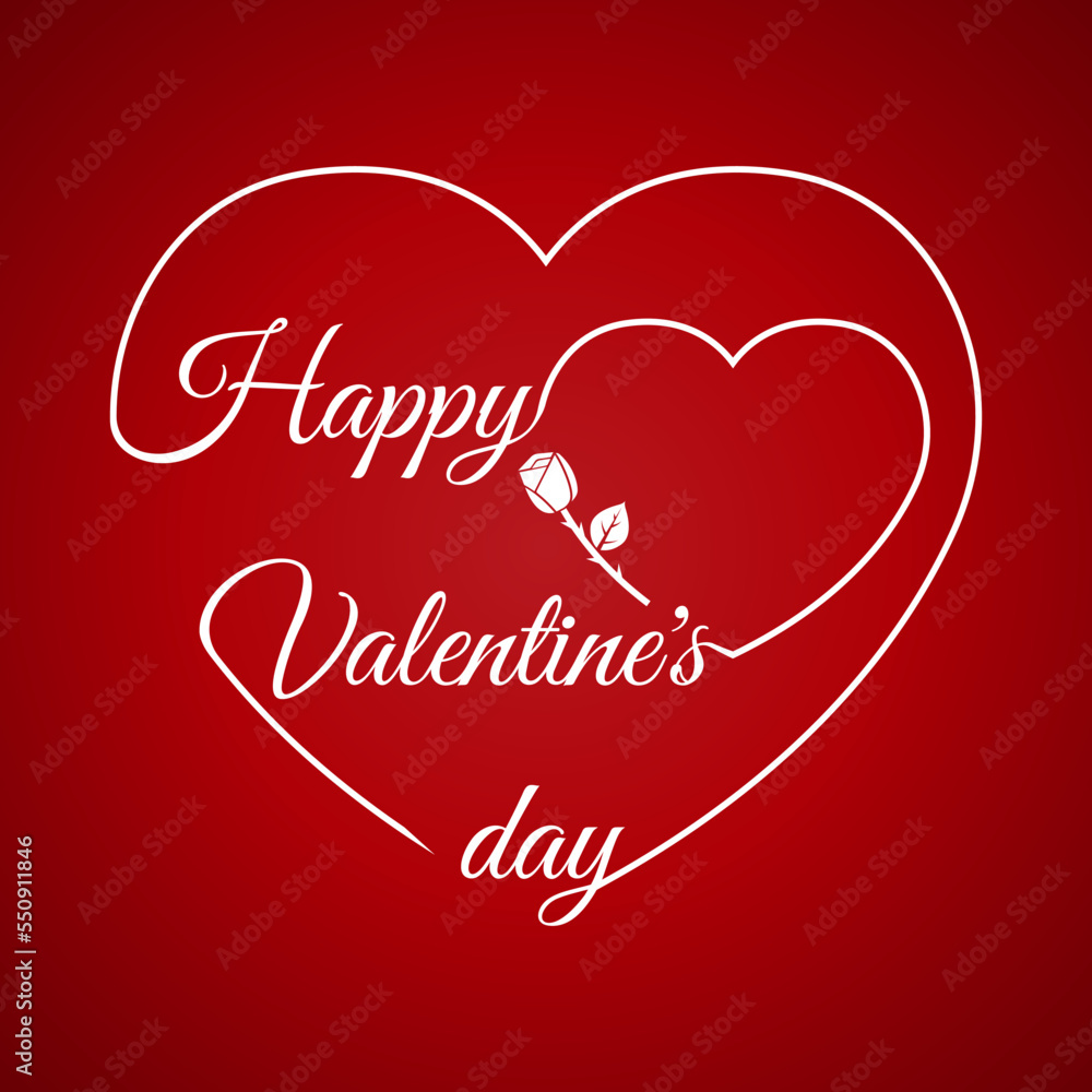 Lettering Valentine's Day with hearts. Vector illustration
