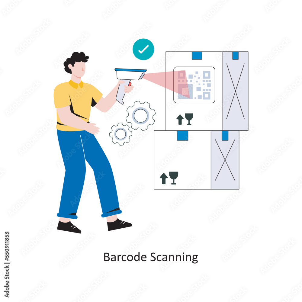 Barcode Scanning flat style design vector illustration. stock illustration Barcode Scanning flat style design vector illustration. stock illustration