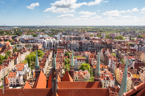 View of the old part of Gdańsk from the tower of St. Mary's Basilica.