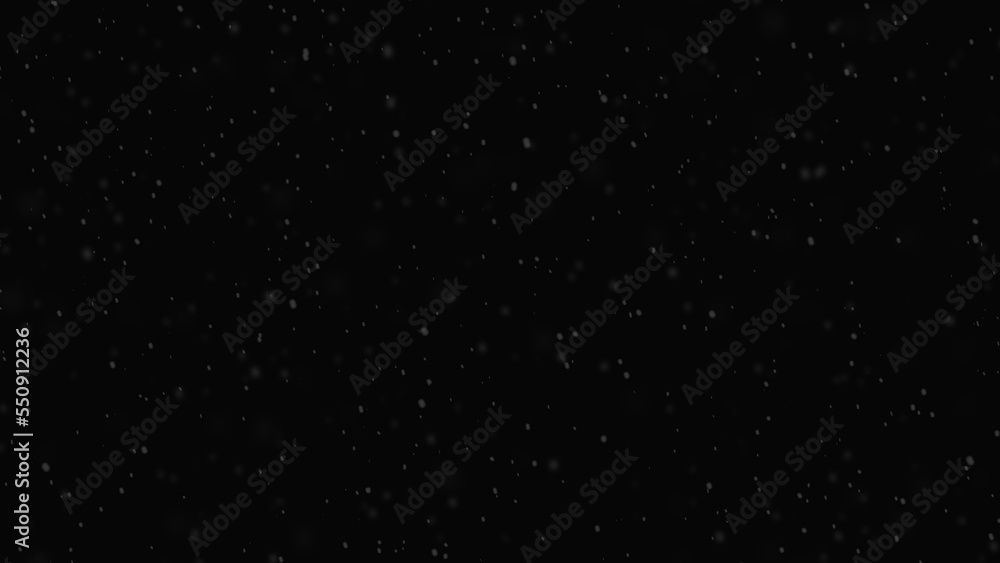 Snow Realistic Falling on Black Background .3D rendering.