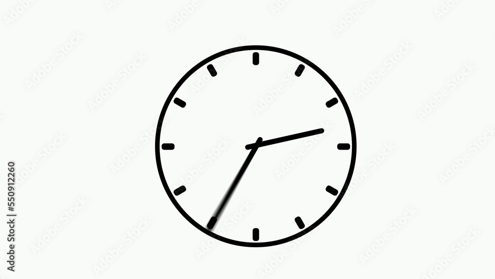 Red simple clock on black background. Hands move quickly on dial. Red simple clock on black background. Hands move quickly on dial.