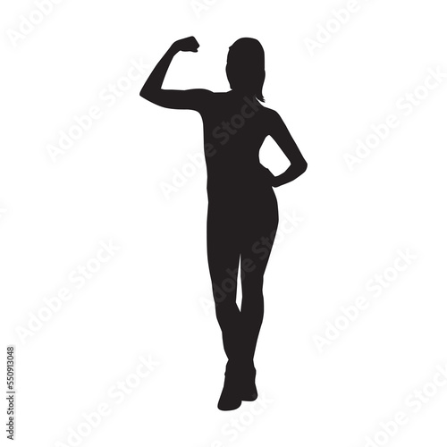 Female aerobic dance isolated vector silhouette.