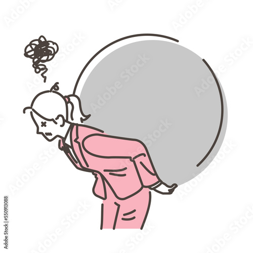 Female businessperson suffering from pressure [Vector illustration].