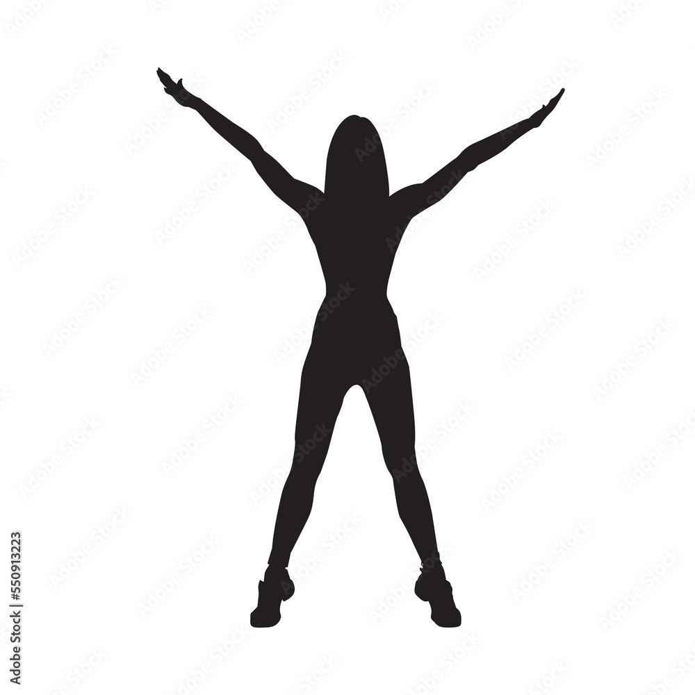 Female aerobic dance isolated vector silhouette. Female aerobic dance isolated vector silhouette.