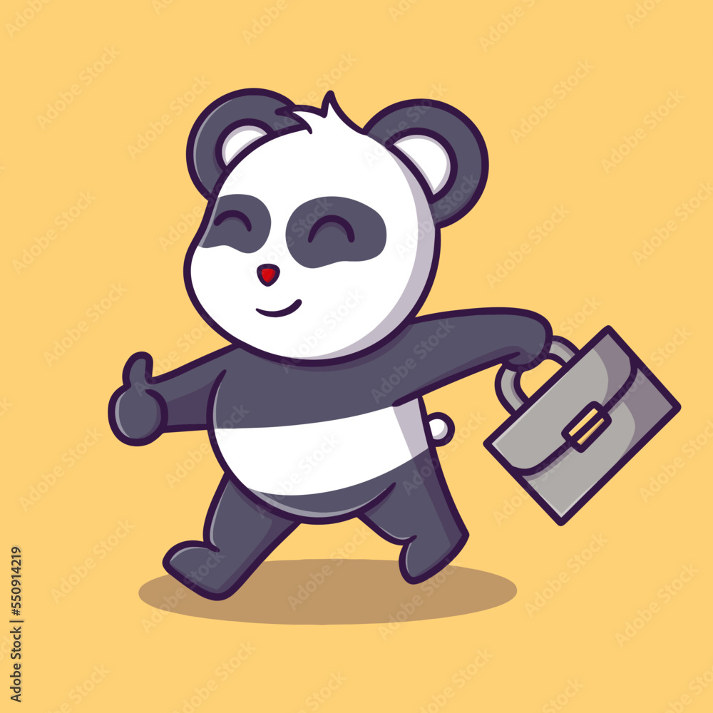 Cute panda holding bag cartoon icon vector illustration Cute panda holding bag cartoon icon vector illustration