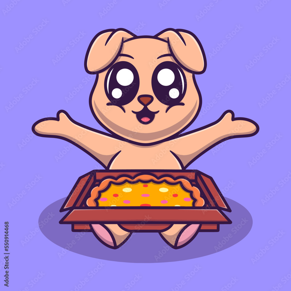 Cute dog with pizza cartoon vector icon illustration Cute dog with pizza cartoon vector icon illustration