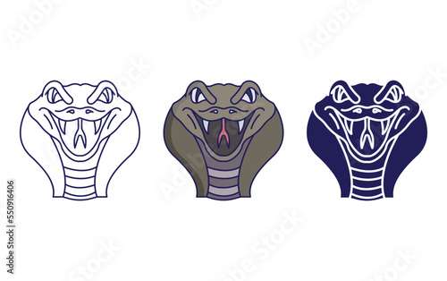 Snake face line and glyph icon, vector illustration