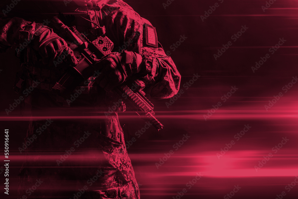 Special Forces Soldier With Rifle On Dark Background Color Of The Year   1000 F 550916641 CqZgZhAjCXzzFTAzdXLEP4koYxaJNSLm 