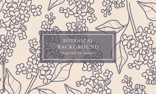Line art lilacs flower branch background