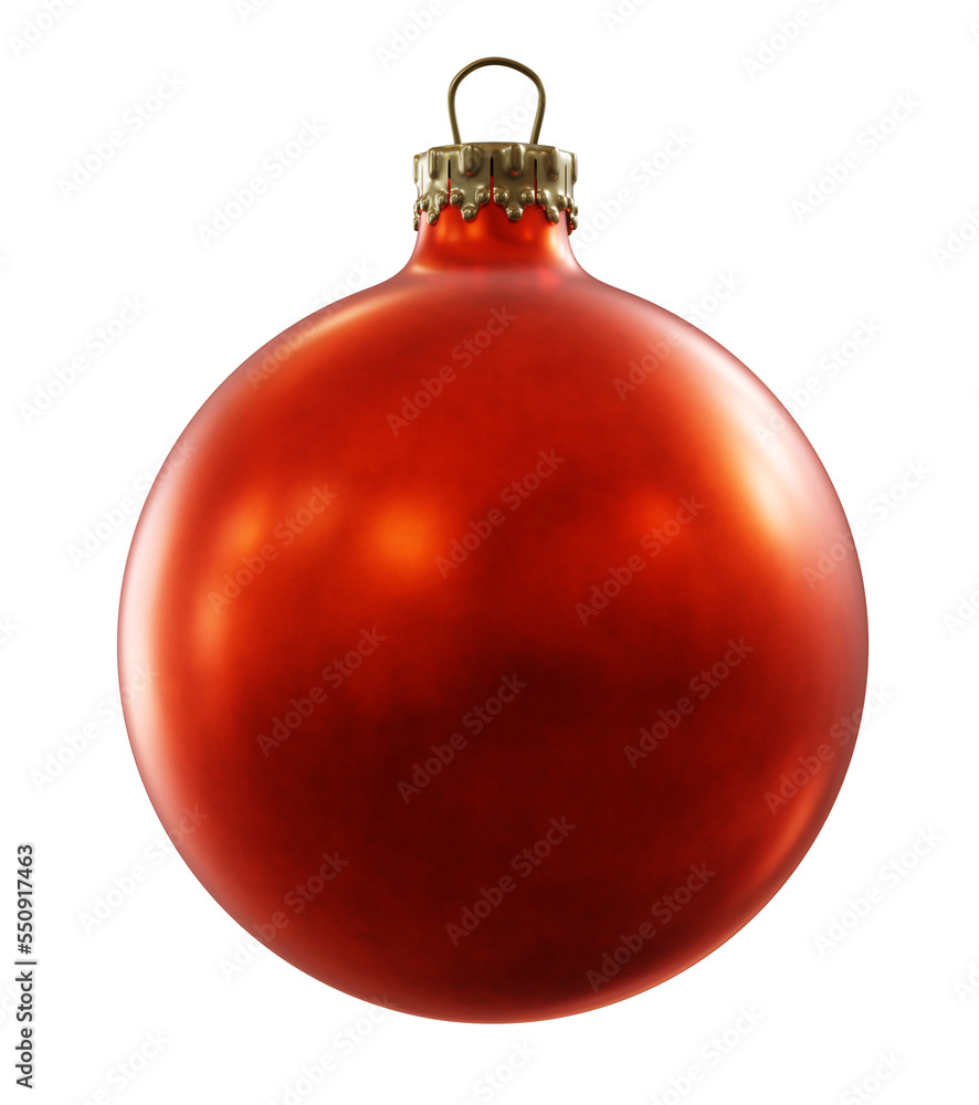 Isolated red Christmas bauble decoration. 3D rendering Isolated red Christmas bauble decoration. 3D rendering