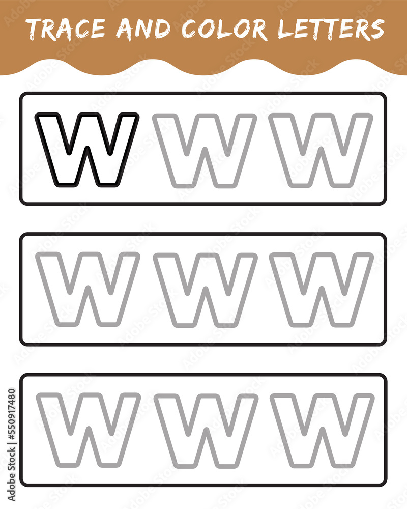 Trace letters for kindergarten and preschool kids. Write and color. Writing letters w. vector illustration. Trace letters for kindergarten and preschool kids. Write and color. Writing letters w. vector illustration.