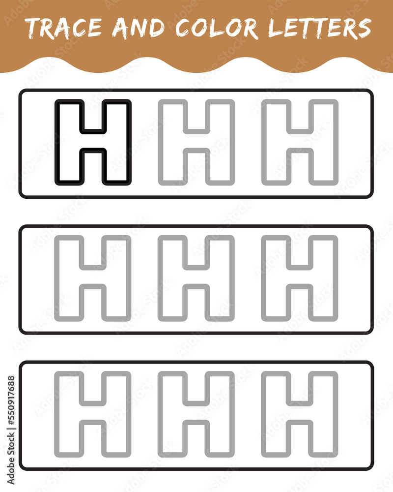 Trace letters for kindergarten and preschool kids. Write and color