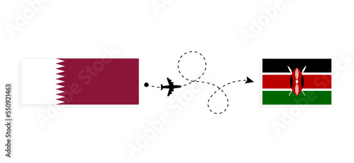Flight and travel from Qatar to Kenya by passenger airplane Travel concept