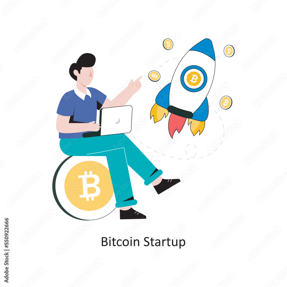 Obraz premium Bitcoin Startup flat style design vector illustration. stock illustration