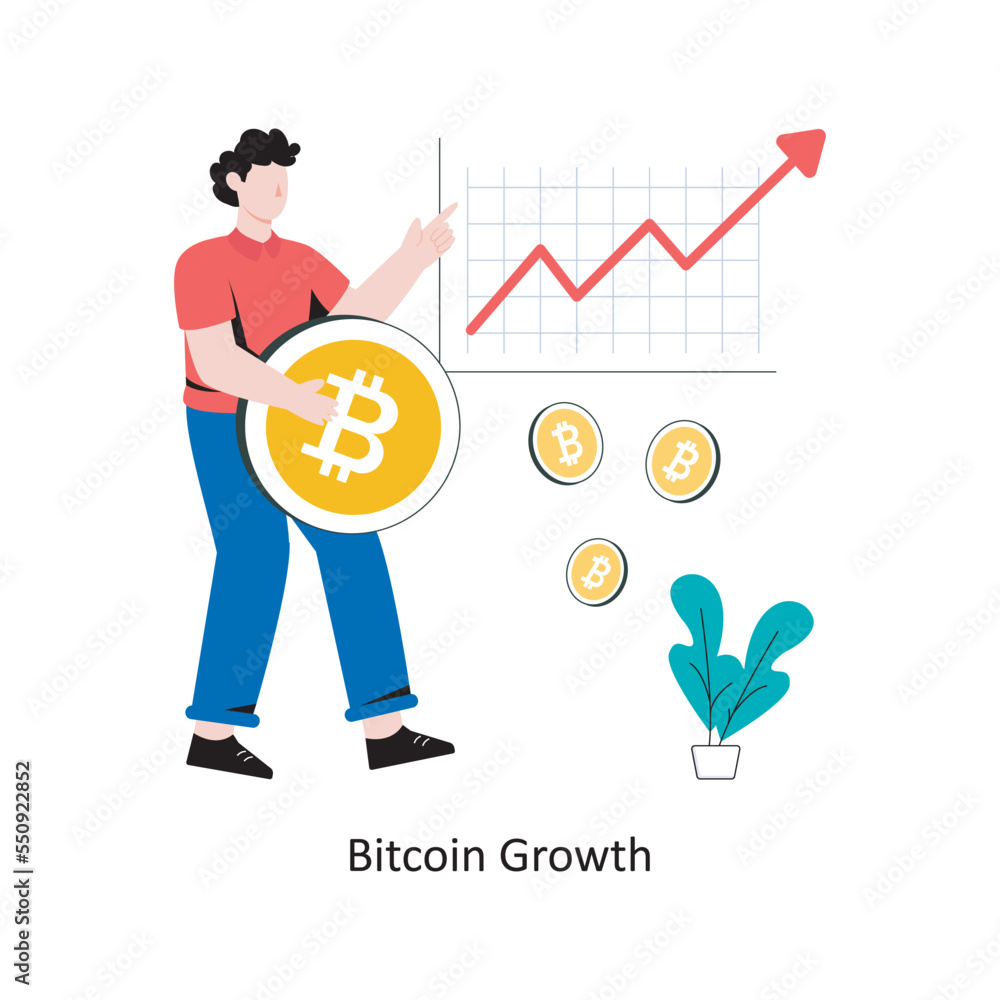 Bitcoin Growth flat style design vector illustration. stock illustration Bitcoin Growth flat style design vector illustration. stock illustration