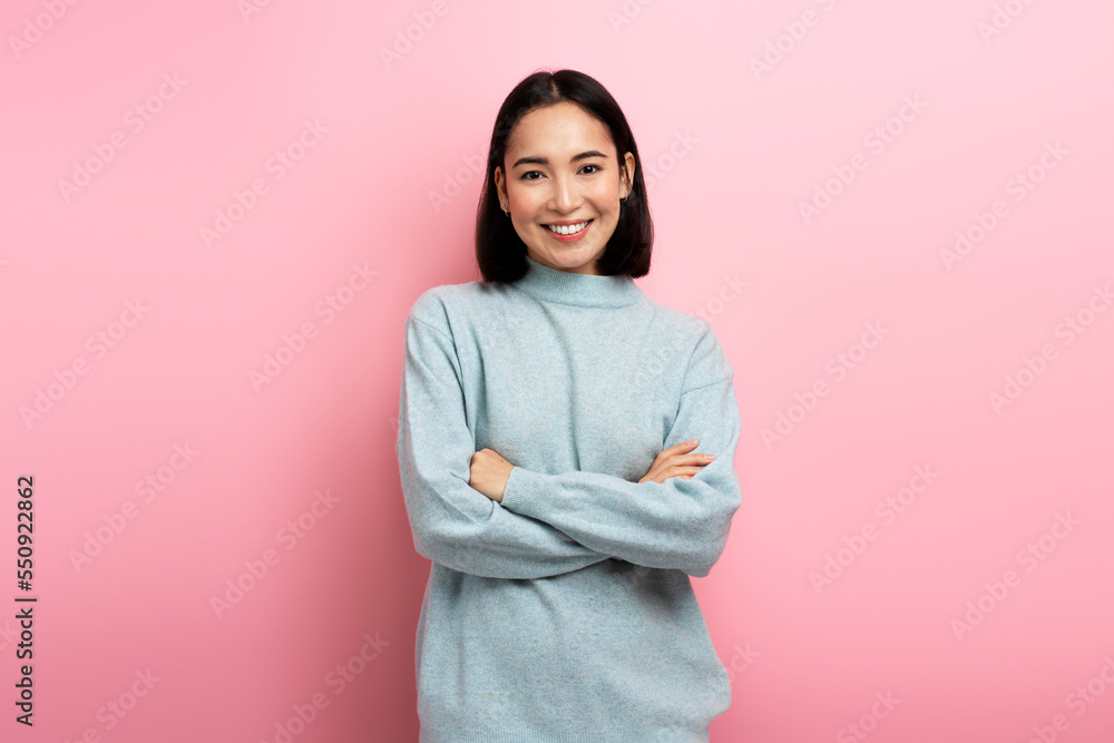 Portrait of pretty smiling happy woman looking at camera with cute positive face Portrait of pretty smiling happy woman looking at camera with cute positive face