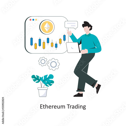 Ethereum Trading flat style design vector illustration. stock illustration