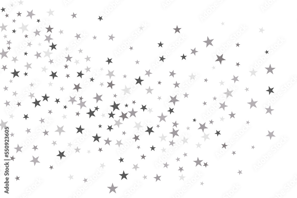 Fototapeta premium Star confetti. Silver casual confetti background. Bright design pattern.