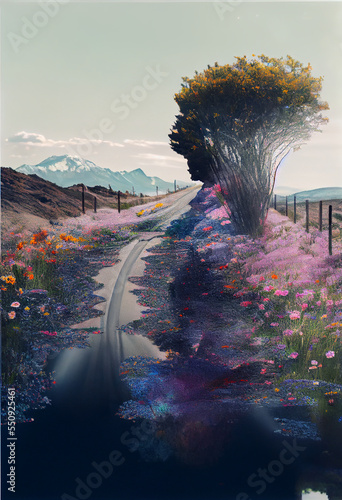 Wildflower Roadway Digital Art