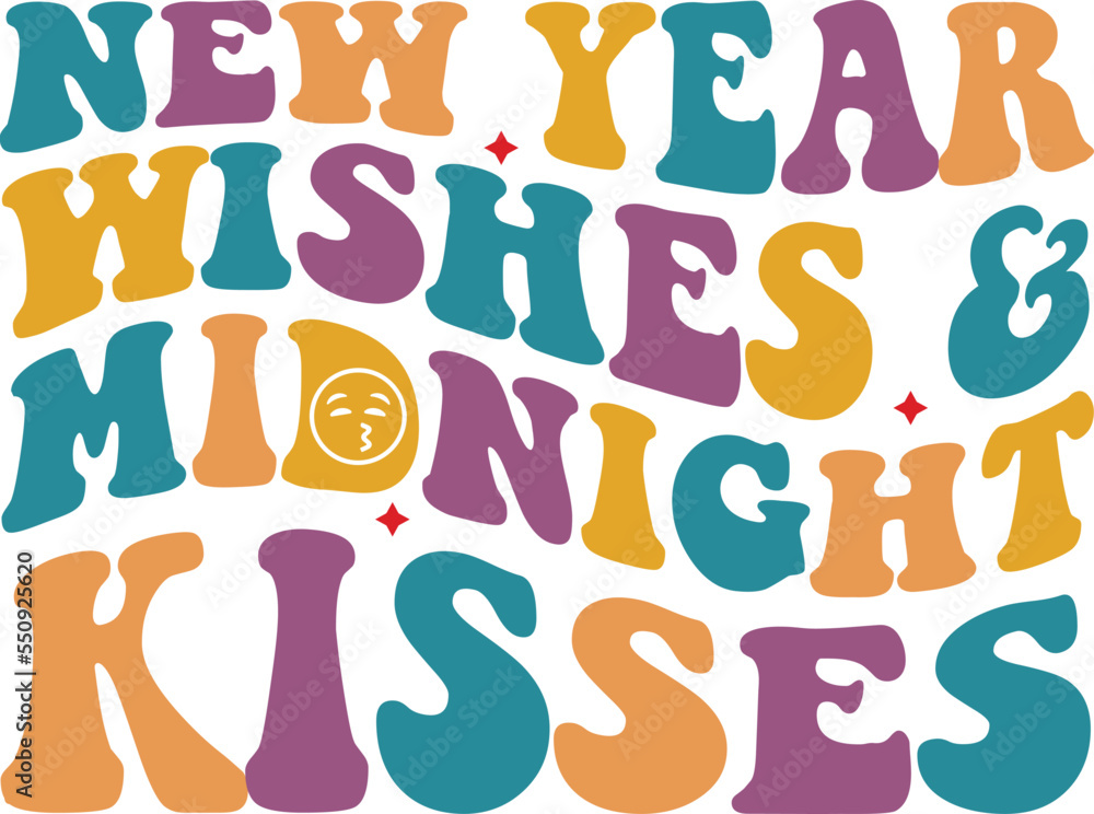 new year wishes & midnight kisses retro svg