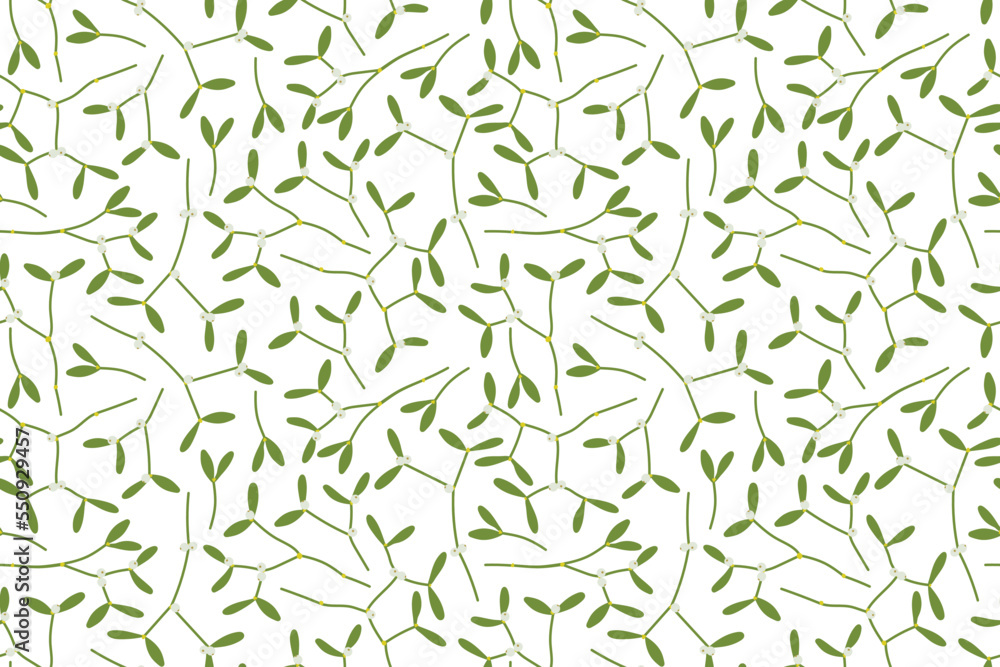 christmas seamless pattern with mistletoe branches- vector illustration christmas seamless pattern with mistletoe branches- vector illustration