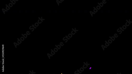 Realistic Colorful Confetti overlay with QuickTime, Alpha Channel, ProRes 4444. Confetti grains exploding from above.