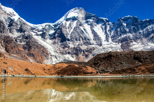 Beautiful Himalaya Mountain and Lake in Api Himal Base Camp Trek, Kali Dhunga Lake Darchula, Nepal