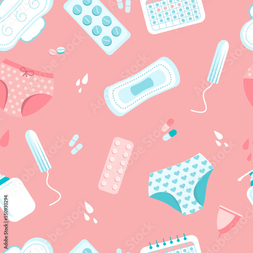 elements of feminine hygiene seamless pattern