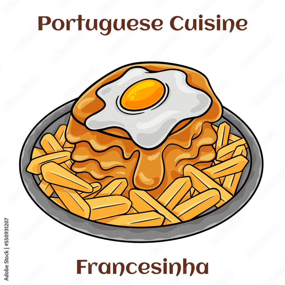Francesinha sandwich on plate, typical food from Porto, Portugal. With fried egg. Francesinha sandwich on plate, typical food from Porto, Portugal. With fried egg.