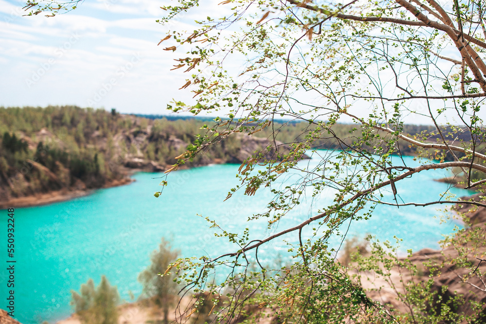Turquoise water in the lake among the mountains. Beautiful nature