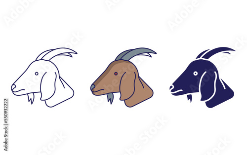 Goat line and glyph icon, vector illustration