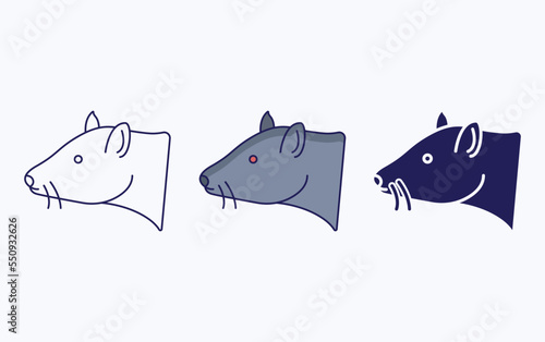 Rat line and glyph icon, vector illustration