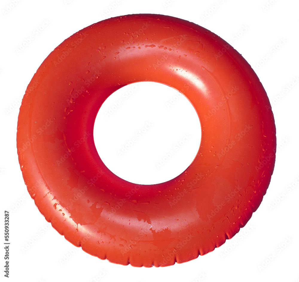 Red inflatable wet swimming tube with transparent background