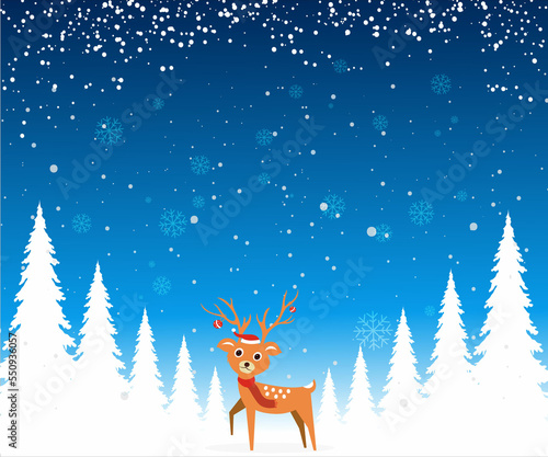 christmas background with reindeer