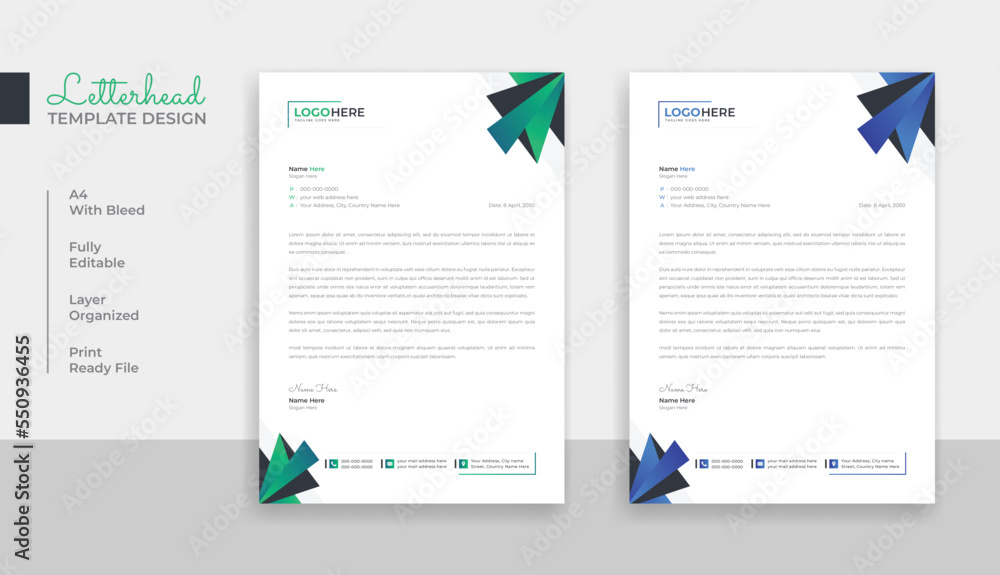 Abstract corporate letterhead design template layout Abstract corporate letterhead design template layout