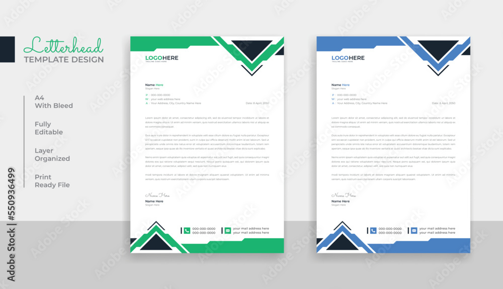 Corporate business letterhead design template layout Corporate business letterhead design template layout