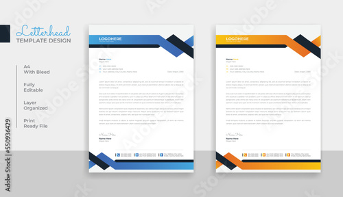 Modern colorful business letterhead design template