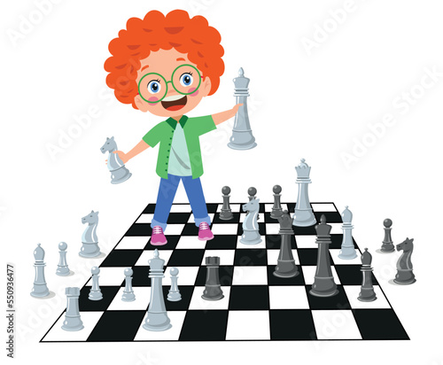 Cartoon Character Playing Chess Game