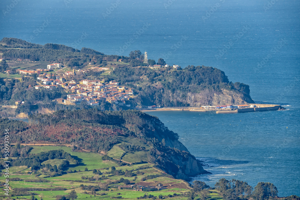 General view of the town Lastres in Spain.