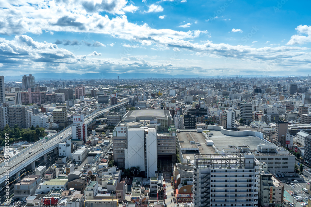 大阪の通天閣から見る大阪の風景