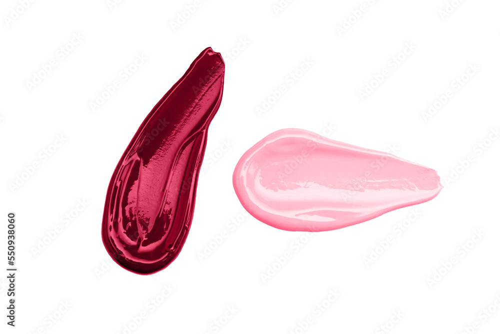 Textured trendy color viva magenta red cream gel cosmetic smudge on white background, lipstick or blush or eye shadow or nail polish smudge trendy color Textured trendy color viva magenta red cream gel cosmetic smudge on white background, lipstick or blush or eye shadow or nail polish smudge trendy color