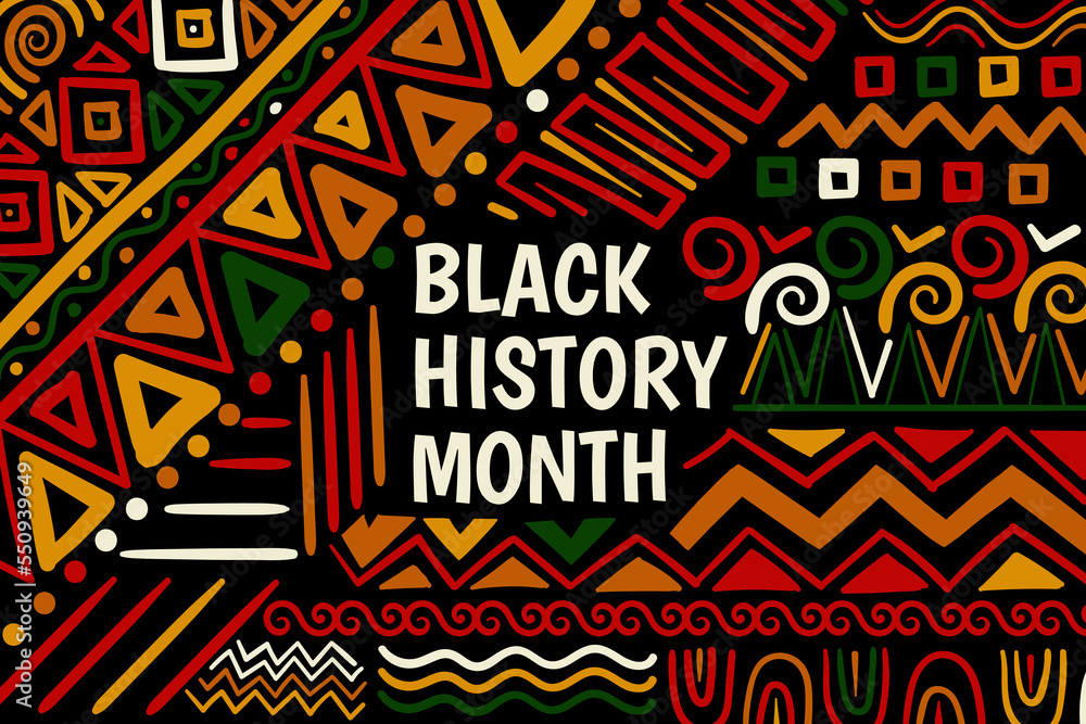 Abstract black history month background with pattern - obrazy, fototapety, plakaty 